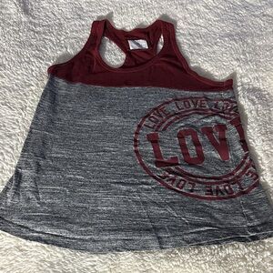 Reflex Maroon and Gray Racerback 'LOVE' Graphic Tank